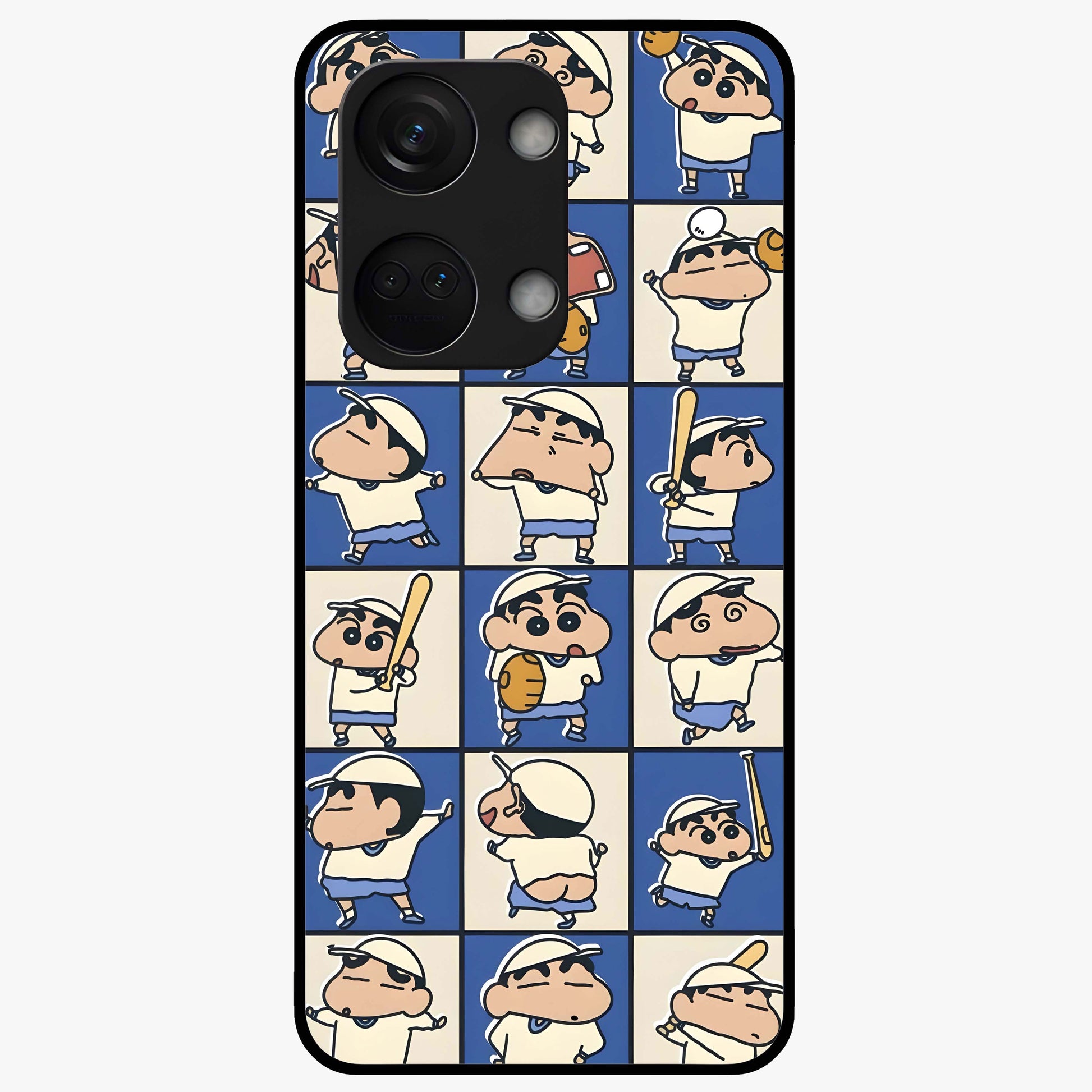 Playful Shin Swing Glass Case for 1+Nord 3 lively front view featuring animated character artwork with playful theme