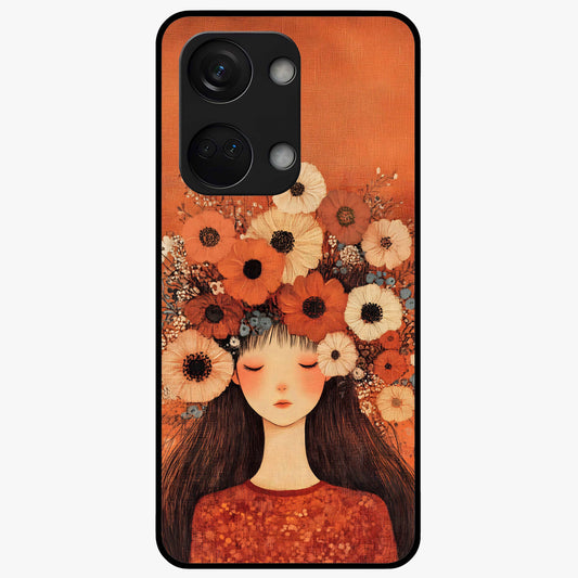 Radiant Flower Thoughts Glass Case for 1+Nord 3 soft front view featuring delicate floral artwork with artistic vibe