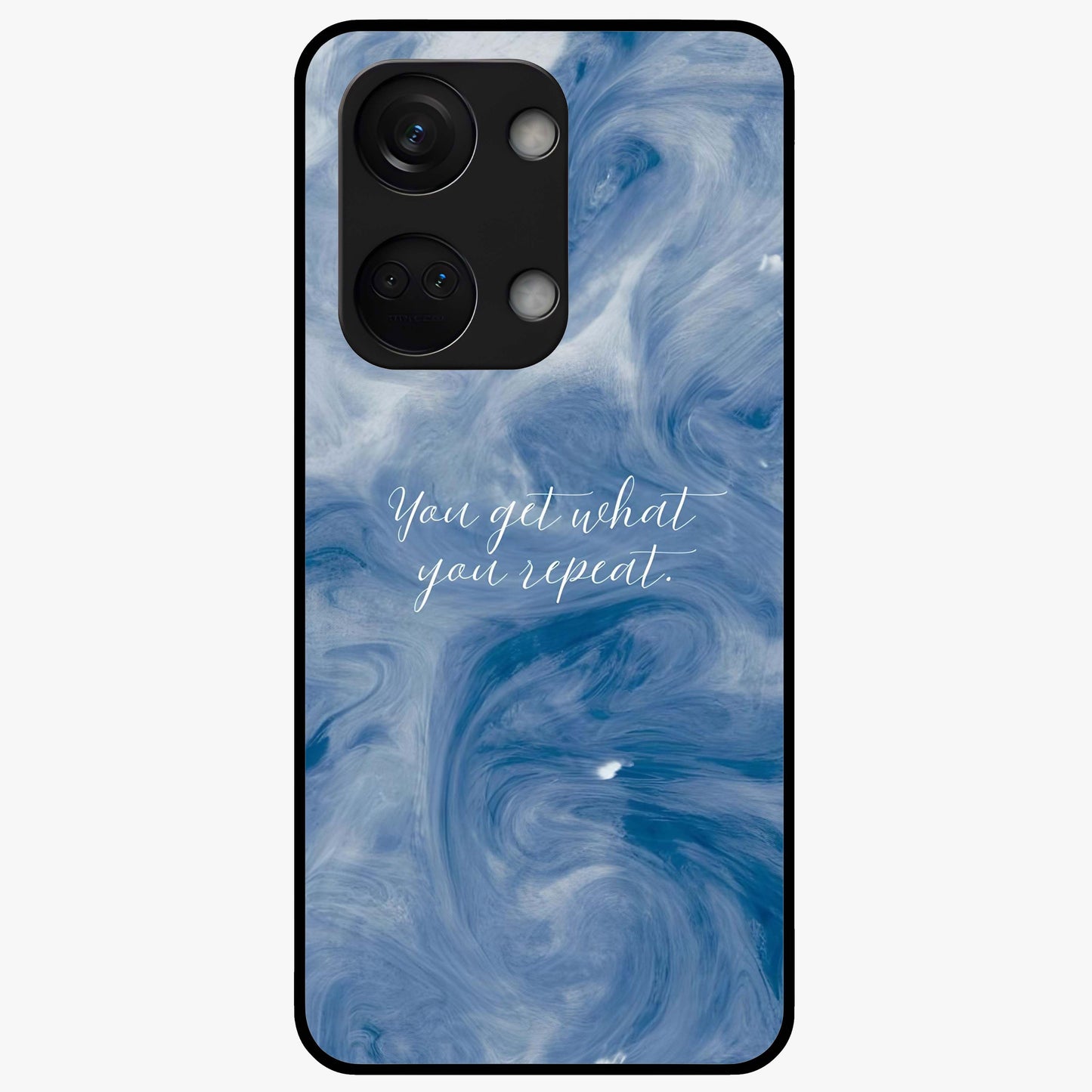 Repeat Your Destiny Glass Case for 1+Nord 3 motivational front view featuring bold typography artwork