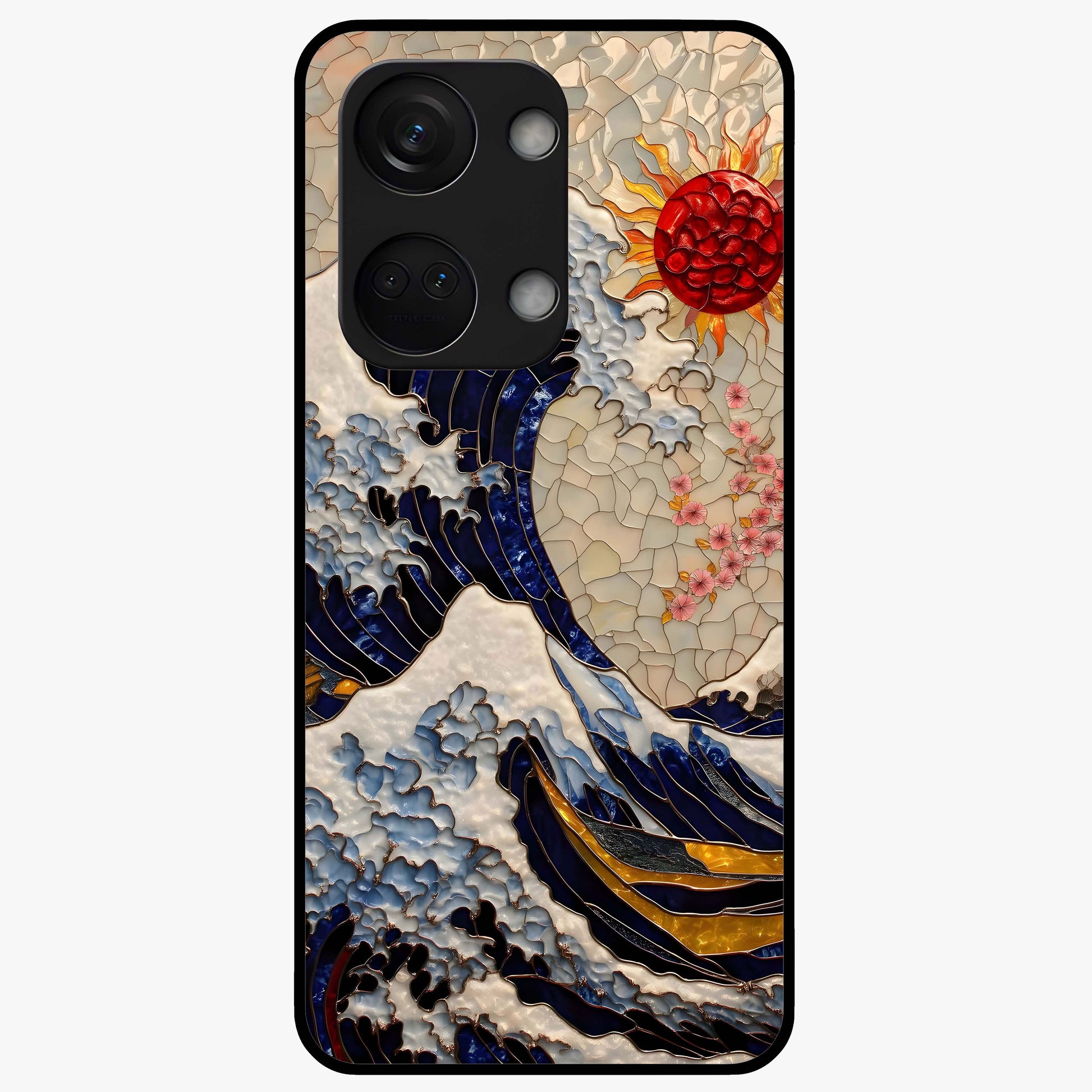 Rising Wave Glory Glass Case for 1+Nord 3 dynamic front view featuring powerful wave inspired artwork