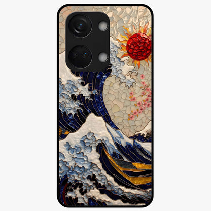 Rising Wave Glory Glass Case for 1+Nord 3 dynamic front view featuring powerful wave inspired artwork