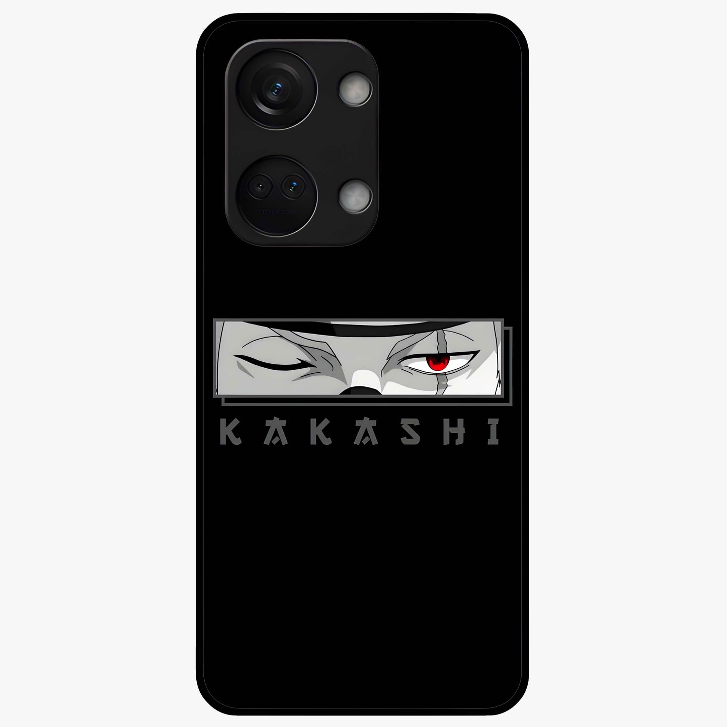 Scarlet Ninja Gaze Glass Case for 1+Nord 3 striking front view featuring ninja inspired artwork in crimson tones