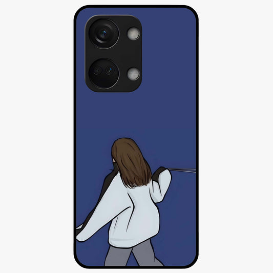 Silent Distance Love Glass Case for 1+Nord 3 emotional front view featuring romantic artwork in soft muted tones