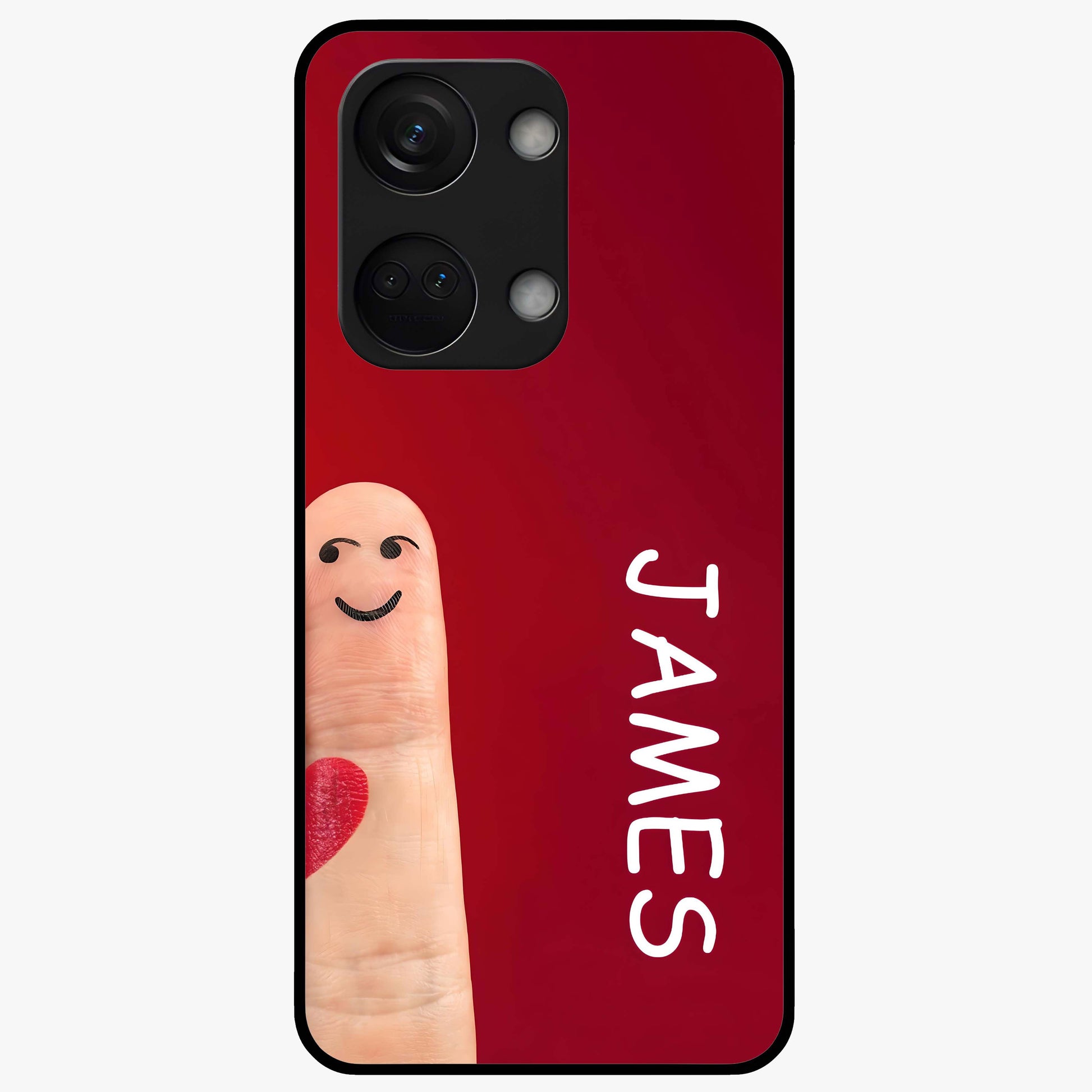 Smiling Heart Bond Glass Case for 1+Nord 3 cute front view featuring playful heart themed artwork