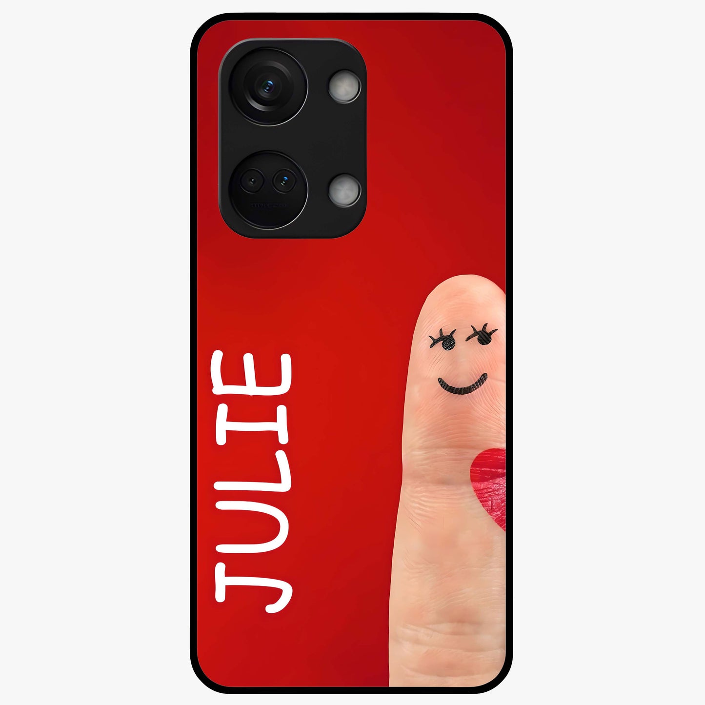 Smiling Love Sign Glass Case for 1+Nord 3 romantic front view featuring love sign inspired artwork