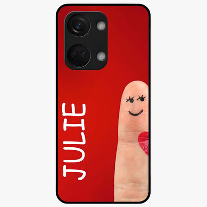 Smiling Love Sign Glass Case for 1+Nord 3 romantic front view featuring love sign inspired artwork