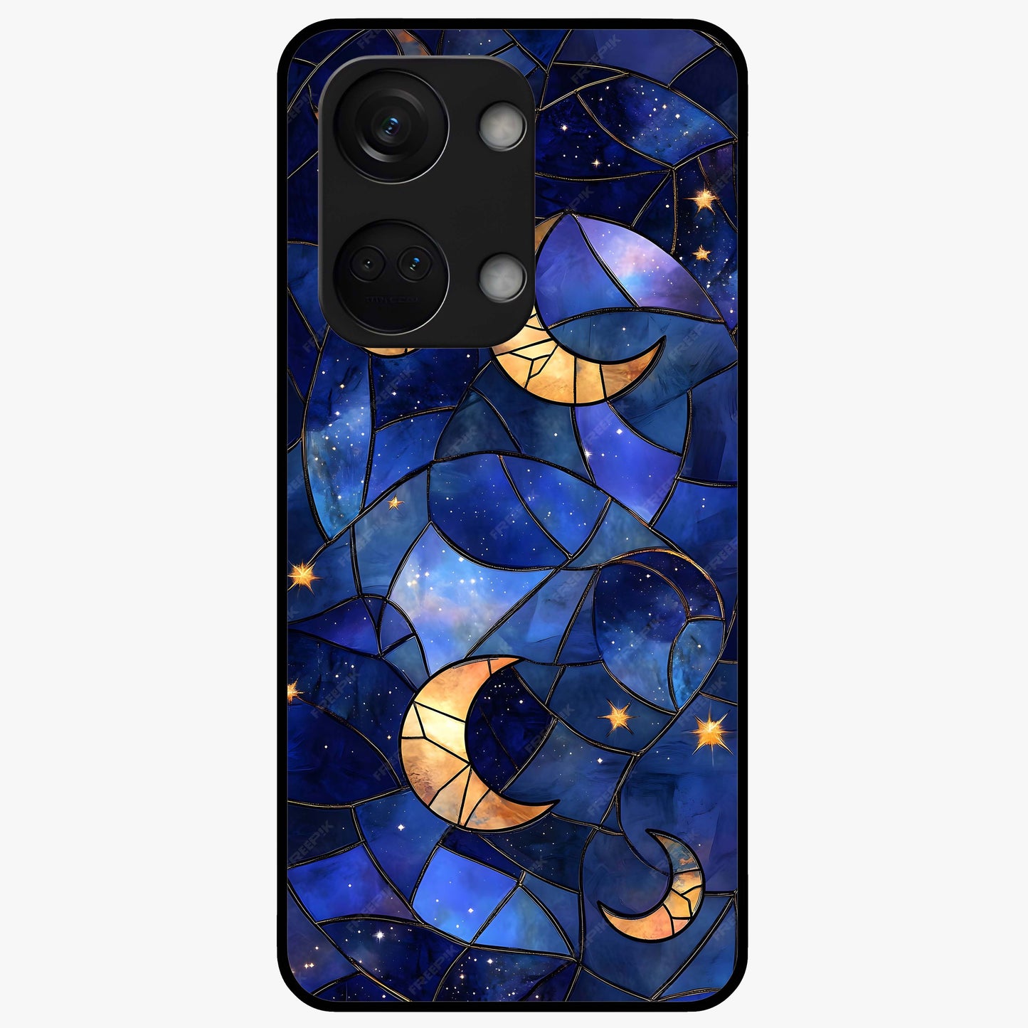 Starlit Sky Tapestry Glass Case for 1+Nord 3 elegant front view featuring starry sky artwork in tapestry style