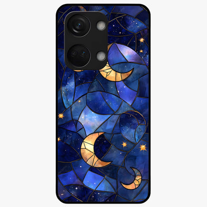 Starlit Sky Tapestry Glass Case for 1+Nord 3 elegant front view featuring starry sky artwork in tapestry style