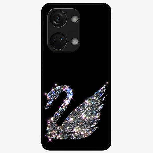 Starlit Swan Grace Glass Case for 1+Nord 3 graceful front view featuring swan artwork under shimmering night sky