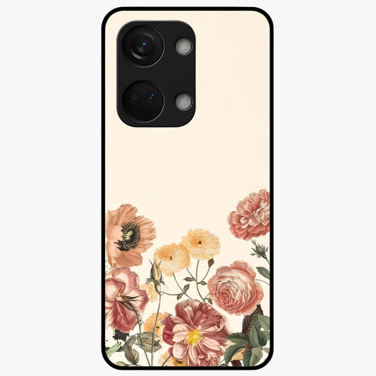 Timeless Garden Romance Glass Case for 1+Nord 3 elegant front view featuring classic floral garden artwork