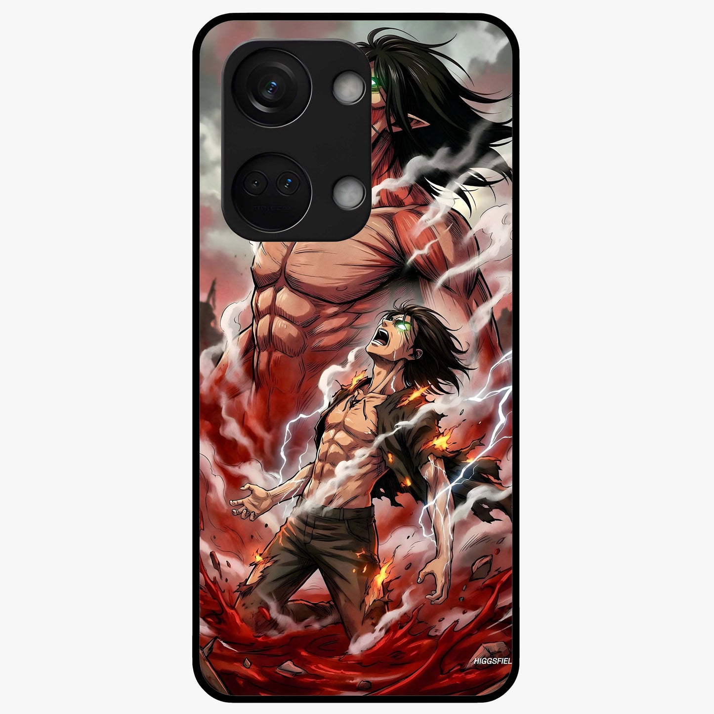 Titan Awakening Fury Glass Case for 1+Nord 3 intense front view featuring powerful titan inspired artwork