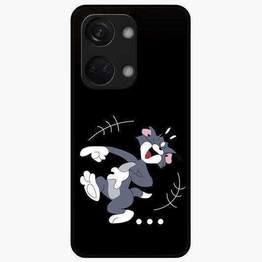 Tom in Trouble Glass Case for 1+Nord 3 playful front view featuring animated character artwork in humorous theme
