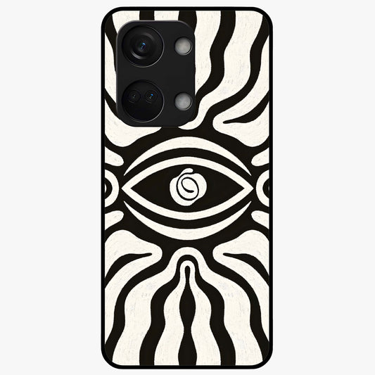 Trancewave Illusion Art Glass Case for 1+Nord 3 vibrant front view featuring abstract illusion inspired artwork