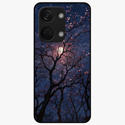 Twilight Sakura Serenade Glass Case for 1+Nord 3 elegant front view featuring cherry blossom artwork under twilight sky