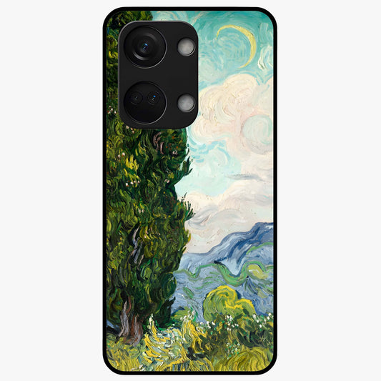 Van Gogh Vintage Art Glass Case for 1+Nord 3 elegant front view featuring classic vintage inspired artwork