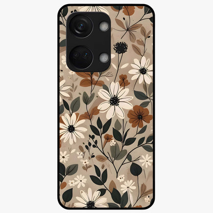 Vector Flowers Glass Case for 1+Nord 3 clean front view featuring sharp vector style floral artwork
