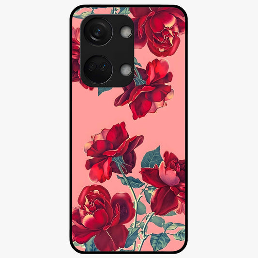 Vintage Rose Beauty Glass Case for 1+Nord 3 elegant front view featuring classic rose artwork in muted vintage tones