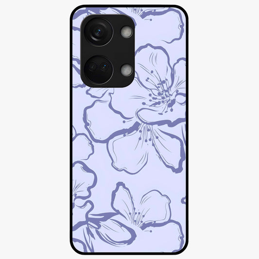 Violet Sketch Garden Glass Case for 1+Nord 3 artistic front view featuring floral sketch artwork in violet tones