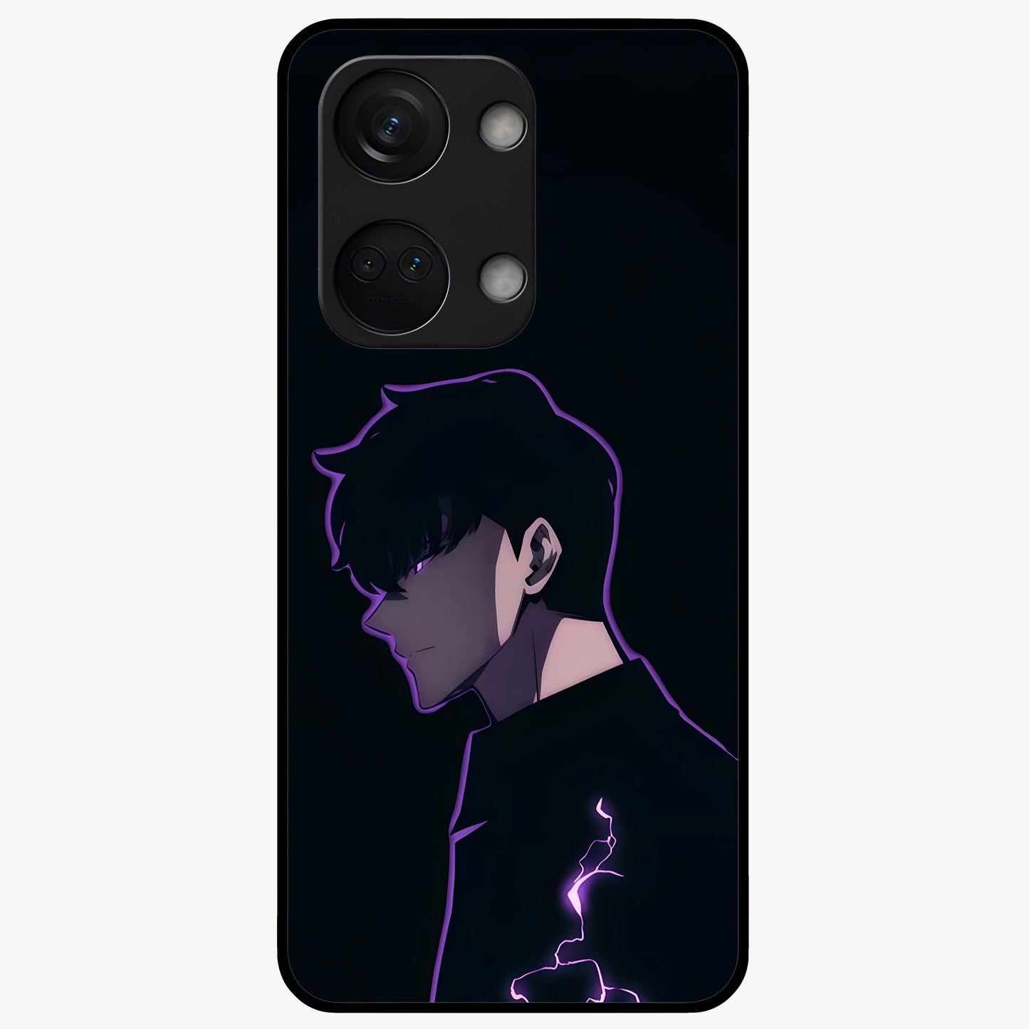 Void Lightning Phantom Glass Case for 1+Nord 3 electrifying front view featuring lightning inspired dark artwork