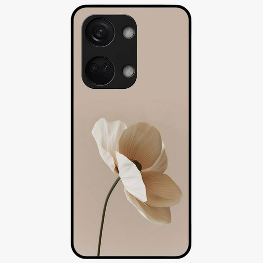 Whispering Petals Glass Case for 1+Nord 3 graceful front view featuring subtle floral artwork with airy vibe