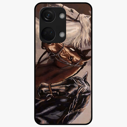 Wild Trio Gallop Glass Case for 1+Nord 3 powerful front view featuring three horses in motion with dynamic artwork