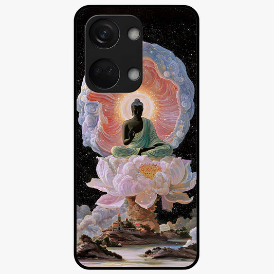 Zen Lotus Realm Glass Case for 1+Nord 3 peaceful front view featuring lotus artwork with calm spiritual tones