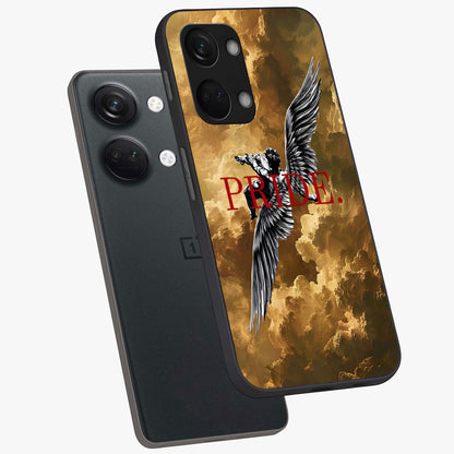 Celestial Fallen Pride Glass Case for 1+Nord 3 angled mockup showcasing glossy glass finish and intense night sky detailing