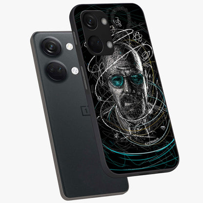 Chaotic Mind Genius Glass Case for 1+Nord 3 angled mockup showcasing glossy finish and edgy artistic design