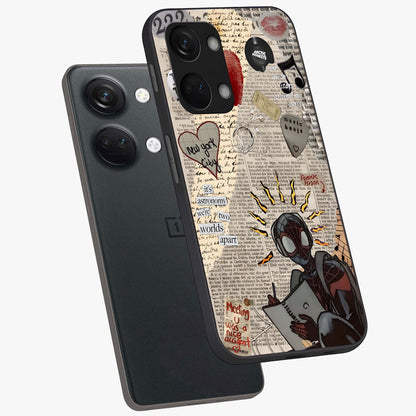 City Dream Sketch Glass Case for 1+Nord 3 captured at a warm angle highlighting urban line details, gloss, and edge clarity.