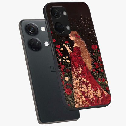 Crimson Dreams Glass Case for 1+Nord 3 angled mockup showcasing glossy finish and deep crimson gradients