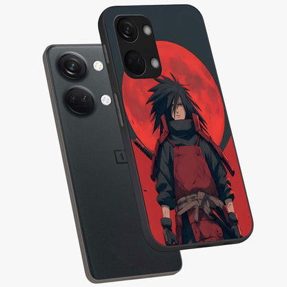 Crimson Moon Warlord Glass Case for 1+Nord 3 angled mockup showcasing glossy finish and intense dark red tones