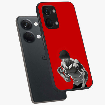 Crimson Power Rush Glass Case for 1+Nord 3 angled mockup showcasing glossy finish and high energy design