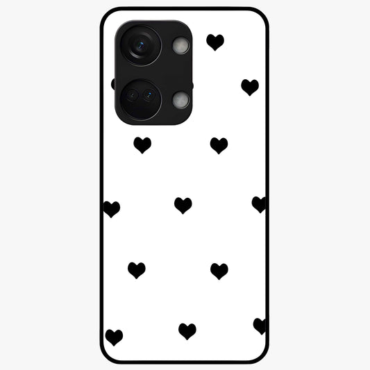 Cute Simple black Hearts Glass Case for 1+Nord 3 powerful front view featuring dark ascension themed artwork