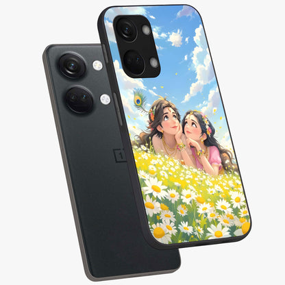 Daisy Daydream Love Glass Case for 1+Nord 3 angled mockup showcasing glossy finish and pastel bloom tones