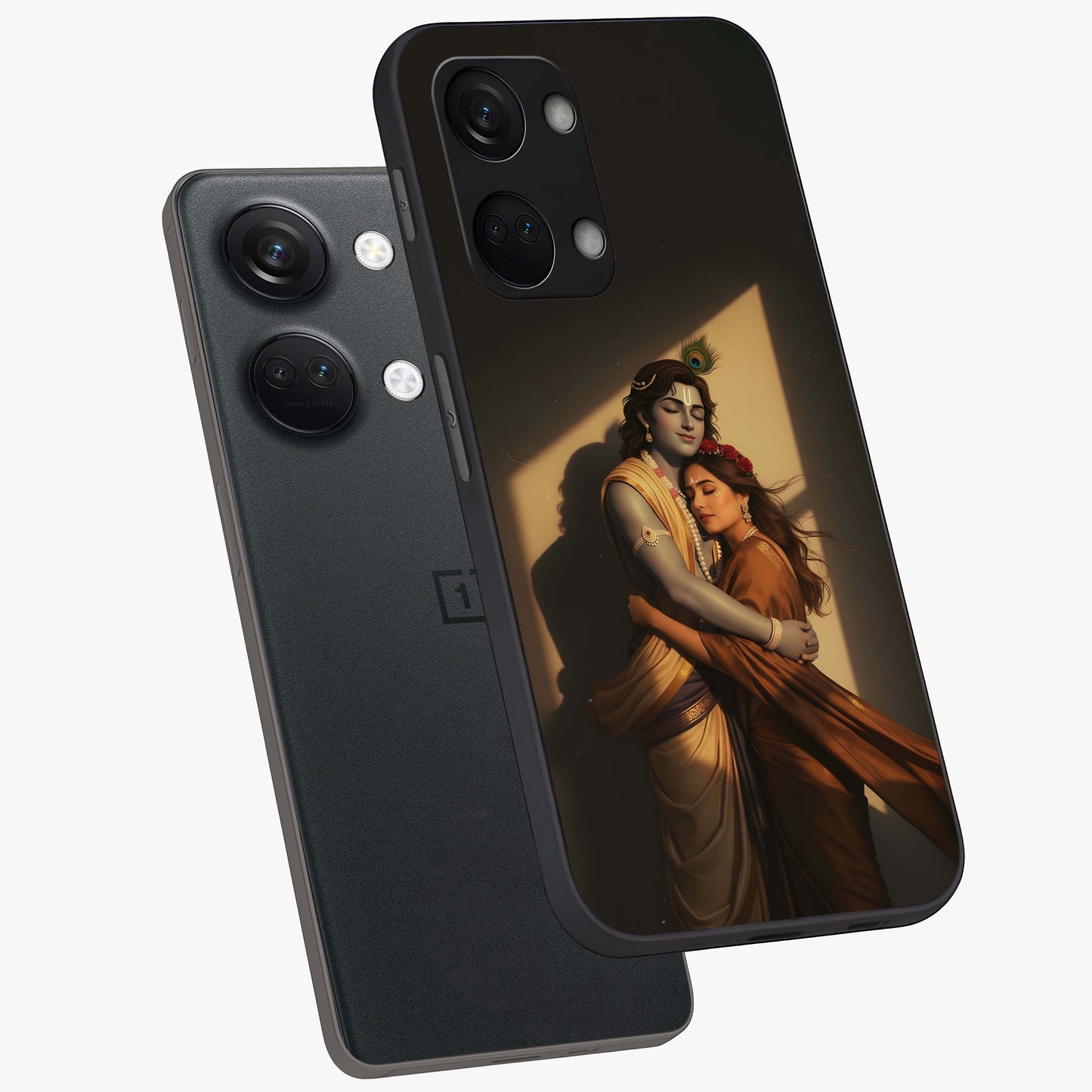 Divine Eternal Love Glass Case for 1+Nord 3 angled mockup showcasing glossy glass finish and graceful detailing