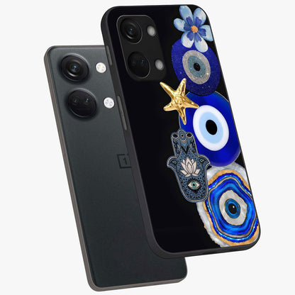 Divine Eye Bloom Glass Case for 1+Nord 3 angled mockup showcasing glossy finish and vibrant protective detailing