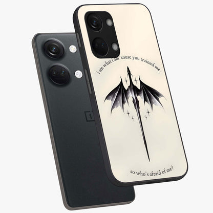 Dragon Quote Art Glass Case for 1+Nord 3 angled mockup showcasing glossy finish and powerful fantasy detailing