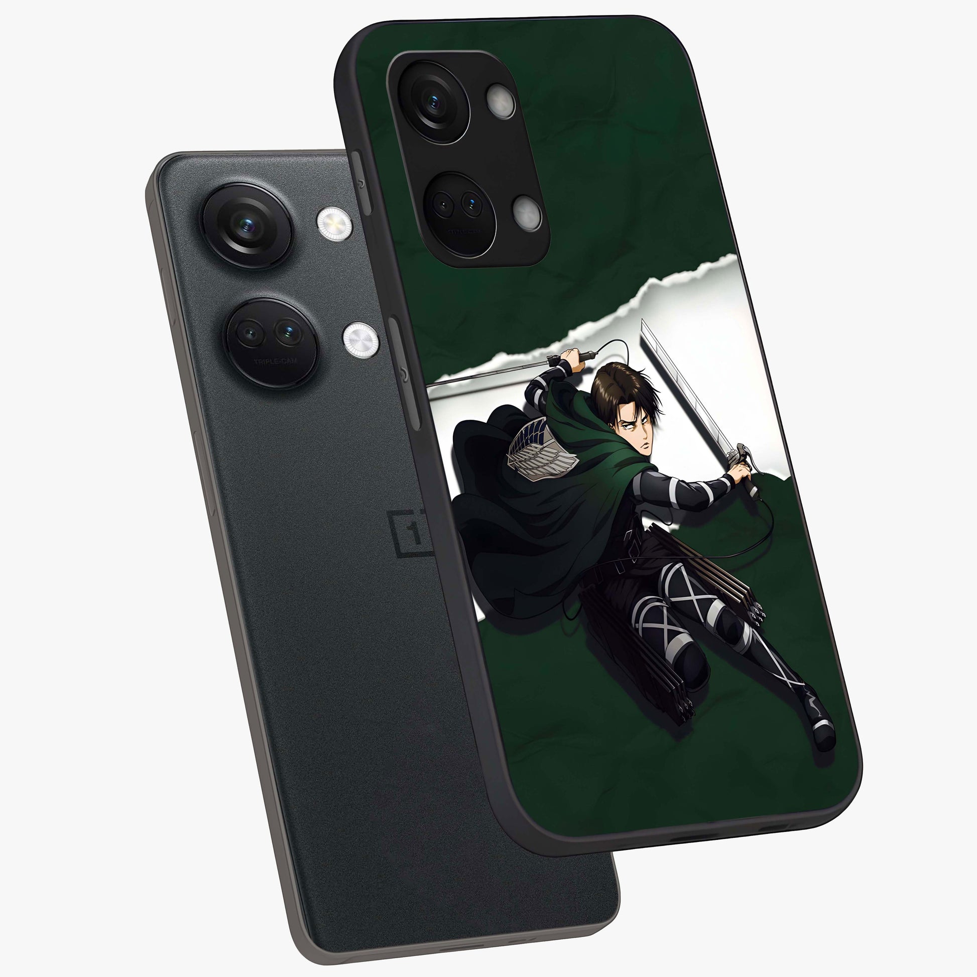 Emerald War Vanguard Glass Case for 1+Nord 3 angled mockup showcasing glossy finish and bold fantasy detailing
