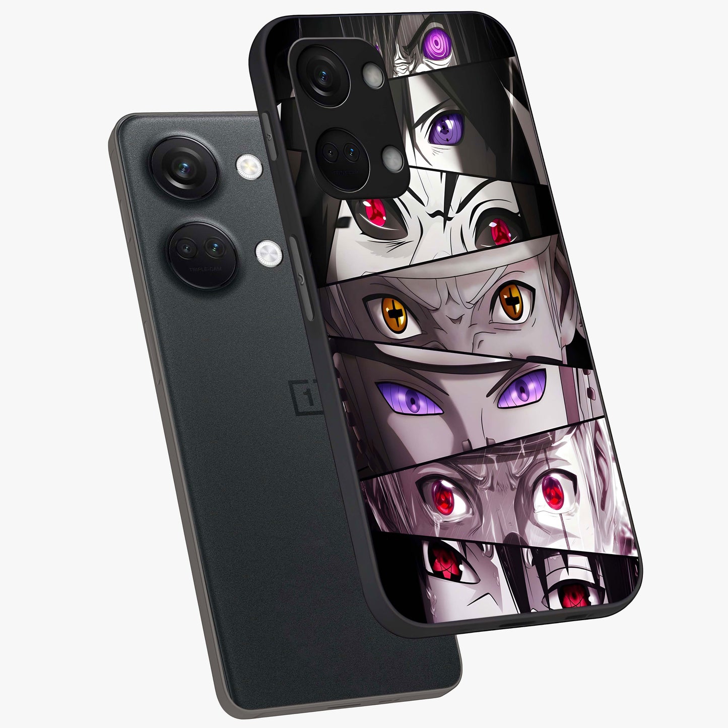 Eyes of Destiny Glass Case for 1+Nord 3 angled mockup showcasing glossy glass finish and intense detailing