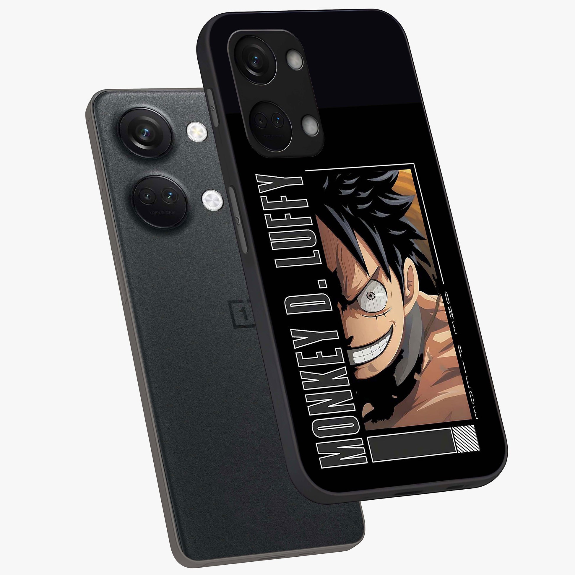 Fearless Pirate Smile Glass Case for 1+Nord 3 angled mockup showcasing glossy finish and dark adventurous tones