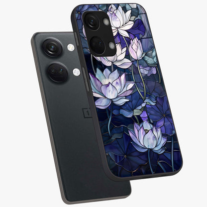 Gloss Petal Rush Glass Case for 1+Nord 3 angled mockup showcasing shiny glass finish and vibrant bloom detailing