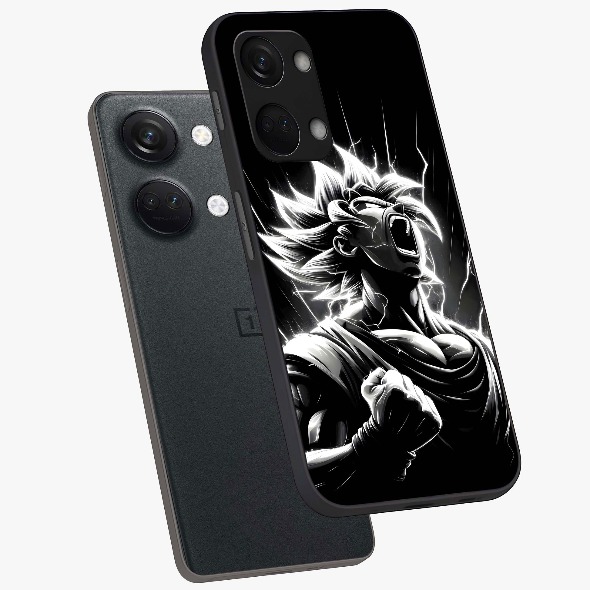 Limitless Power Unleashed Glass Case for 1+Nord 3 angled mockup showcasing glossy finish and dramatic power detailing