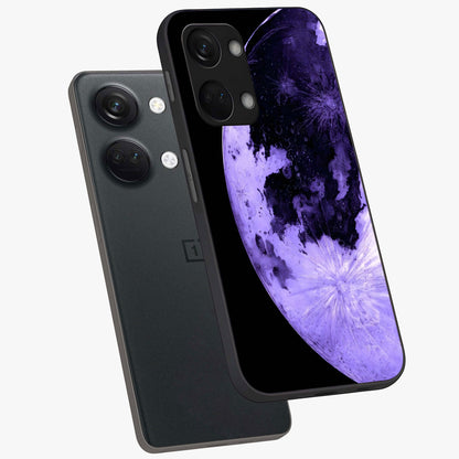 Lunar Glow in Violet Glass Case for 1+Nord 3 angled mockup showcasing glossy finish and soft purple gradients