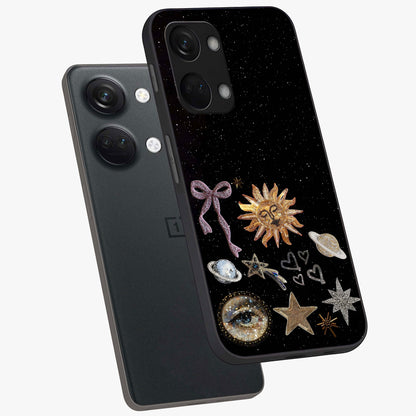 Magical Jewelry Vibe Glass Case for 1+Nord 3 angled mockup showcasing glossy finish and sparkling detailing