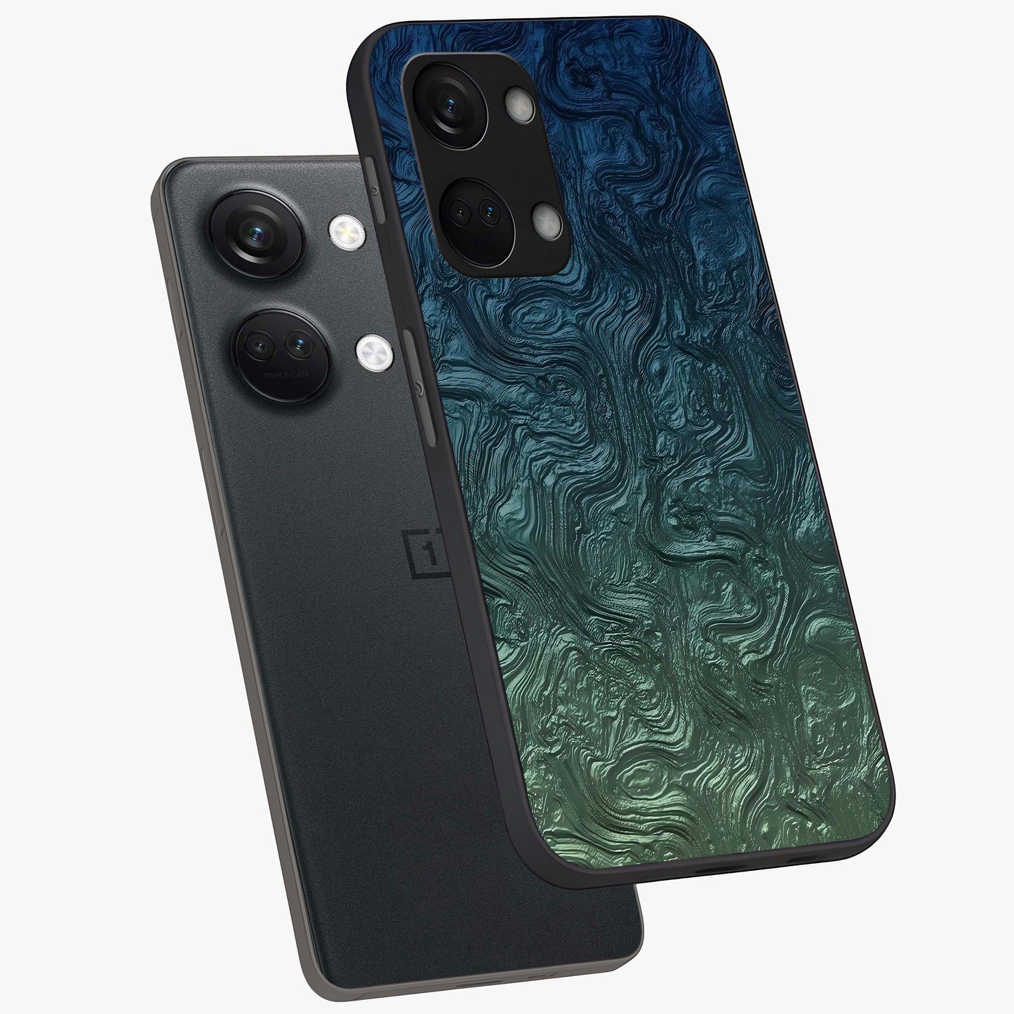 Marble Dream Blur Glass Case for 1+Nord 3 angled mockup showcasing glossy finish and smooth gradient tones