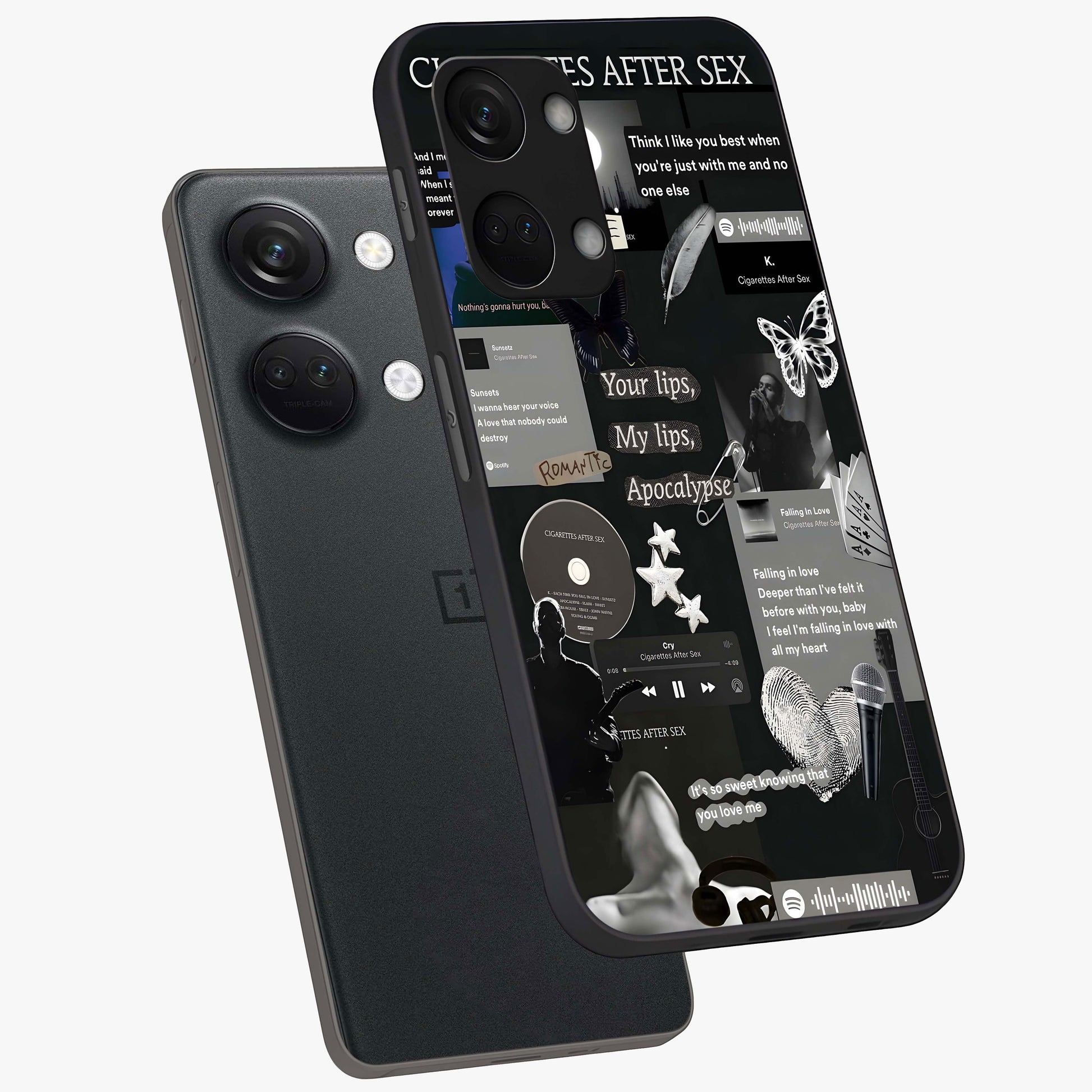 Midnight Love Glass Case for 1+Nord 3 angled mockup showcasing glossy finish and warm luminous tones