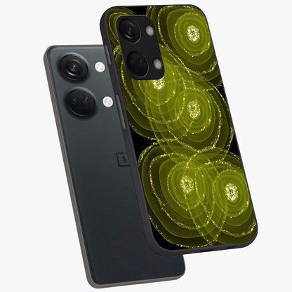 Neon Orbit Bloom Marble Glass Case for 1+Nord 3 angled mockup showcasing glossy finish and vibrant bloom detailing