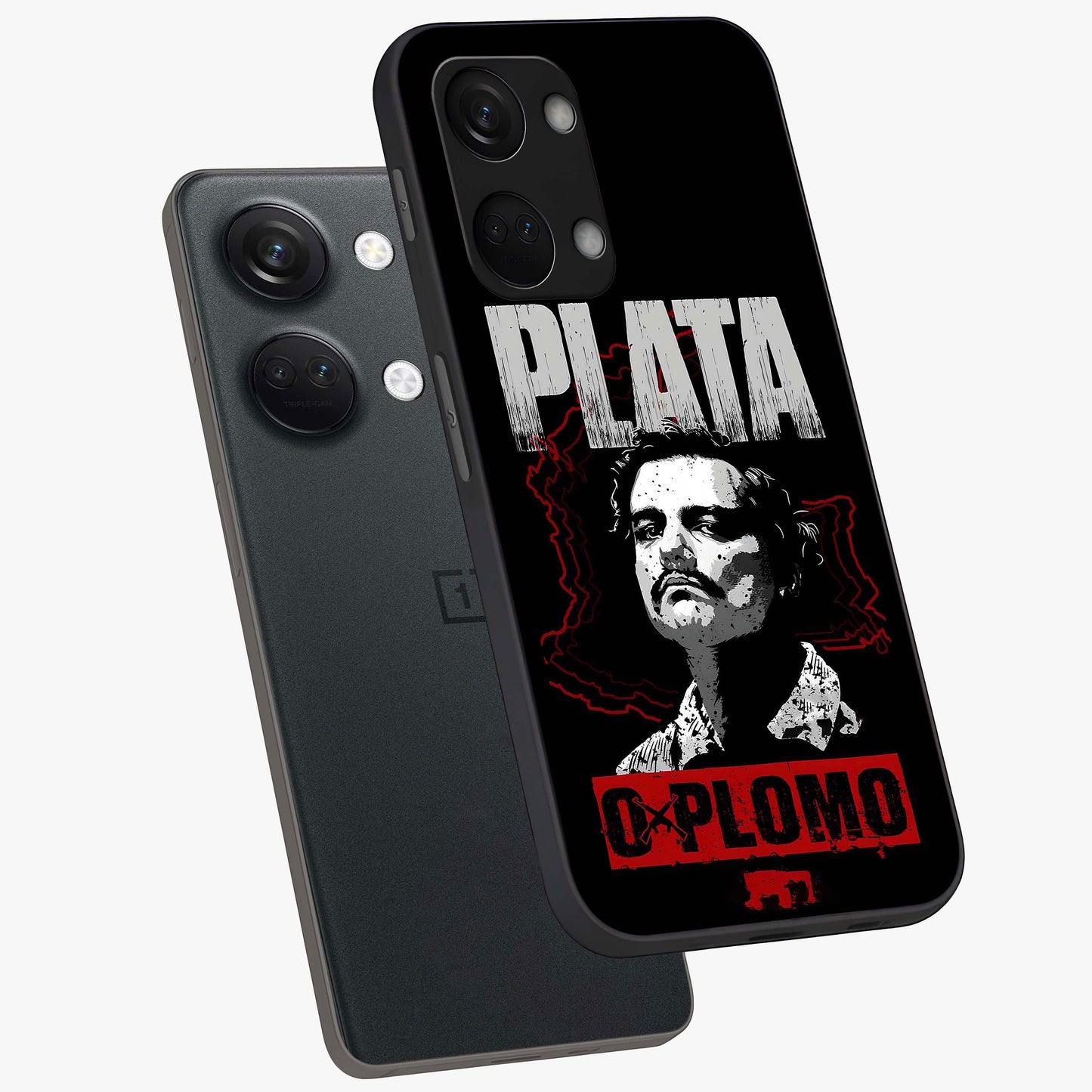 Notorious Crime Empire Glass Case for 1+Nord 3 angled mockup showcasing glossy finish and dark urban tones