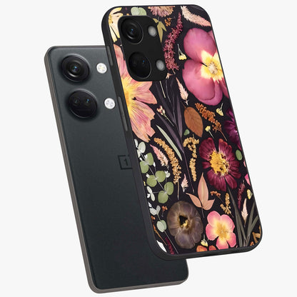 Petal Dream Tapestry Glass Case for 1+Nord 3 angled mockup showcasing glossy finish and rich bloom detailing
