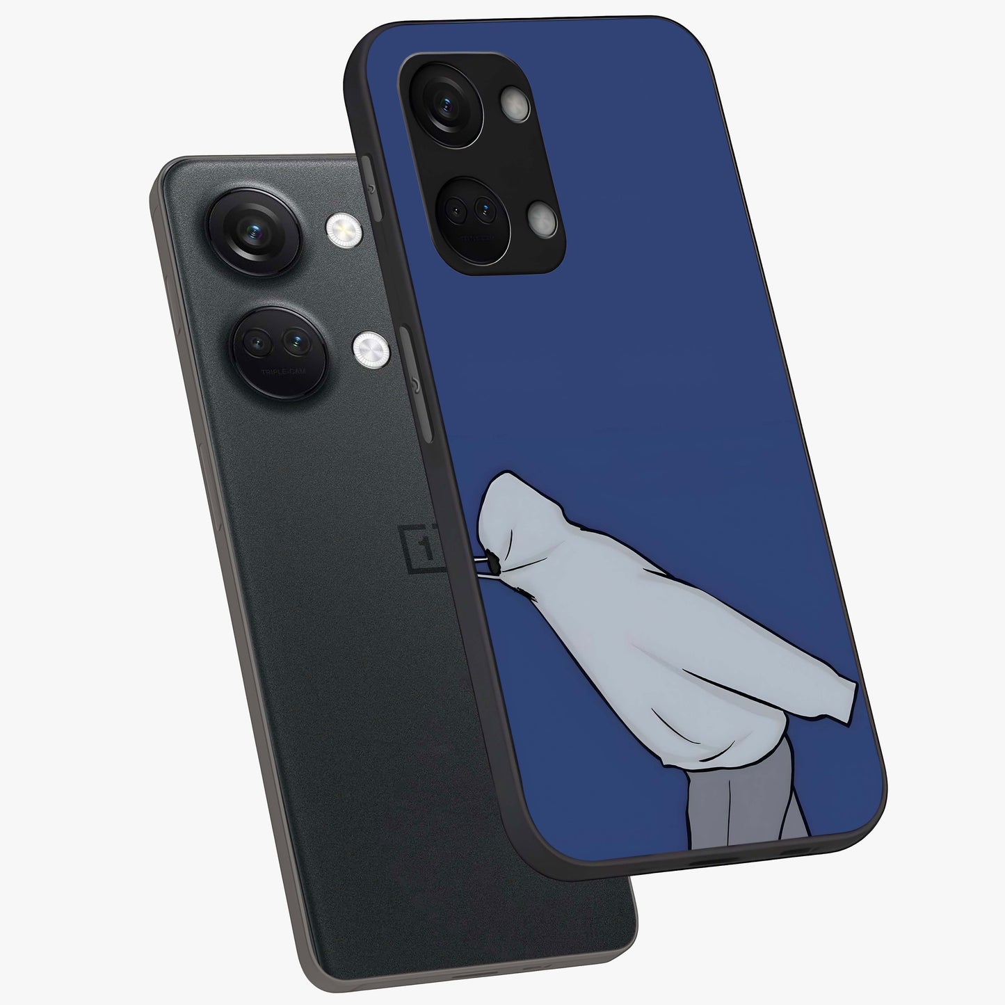 Quiet Painful Love Glass Case for 1+Nord 3 angled mockup showcasing glossy finish and moody aesthetic tones